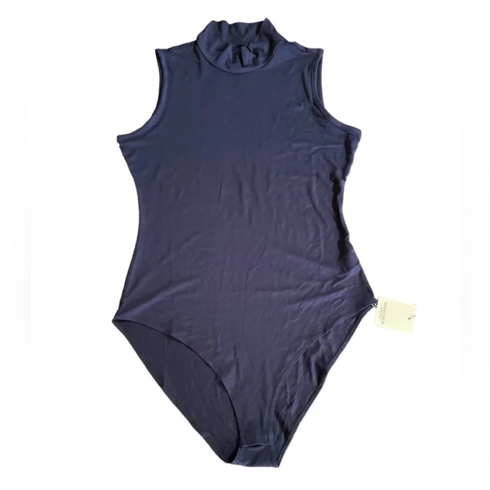 MANGOPOP Dark Blue Turtleneck Medium Summer Lightweight Bodysuit BNWT